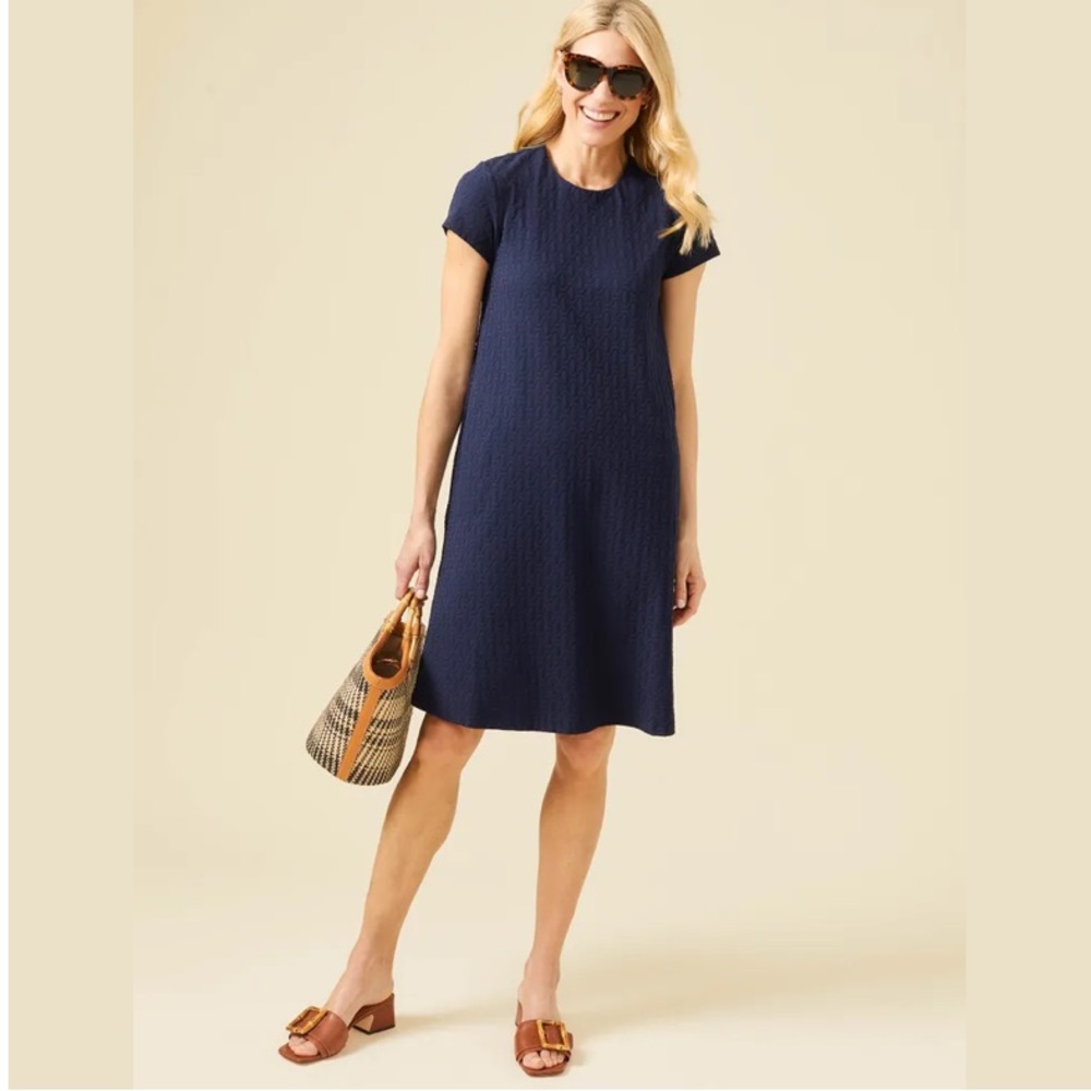 J. McLaughlin Swing Dress,‎ Navy Mini Knot Jacquard,  size S